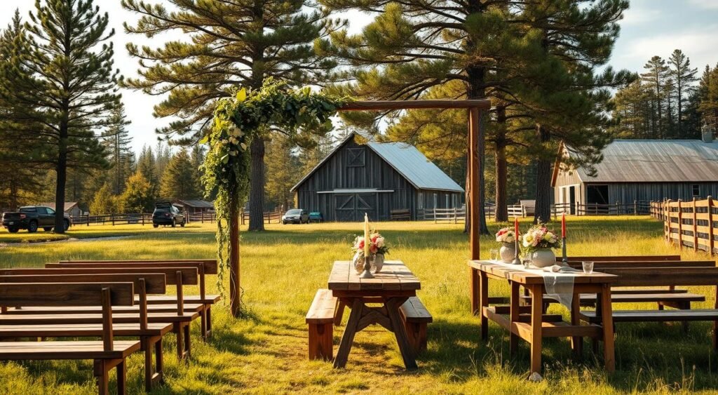 cenário de casamento rústico