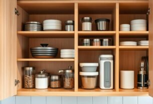como organizar os armários da cozinha