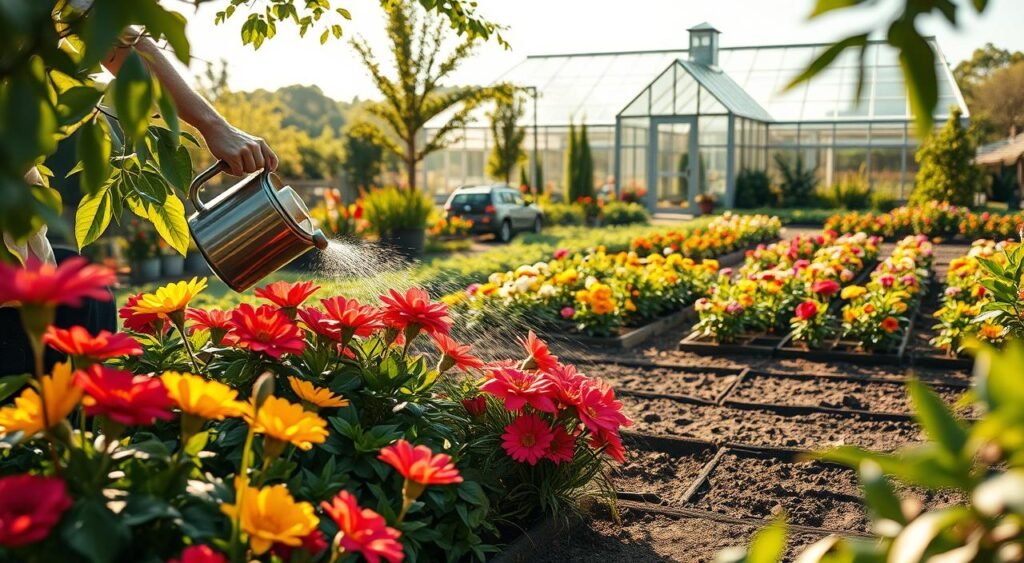 cuidados com solo e rega de flores