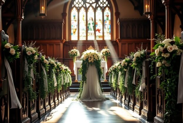 decoração de igreja para casamento simples e barato