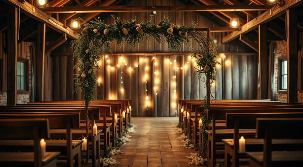 iluminação casamento rústico